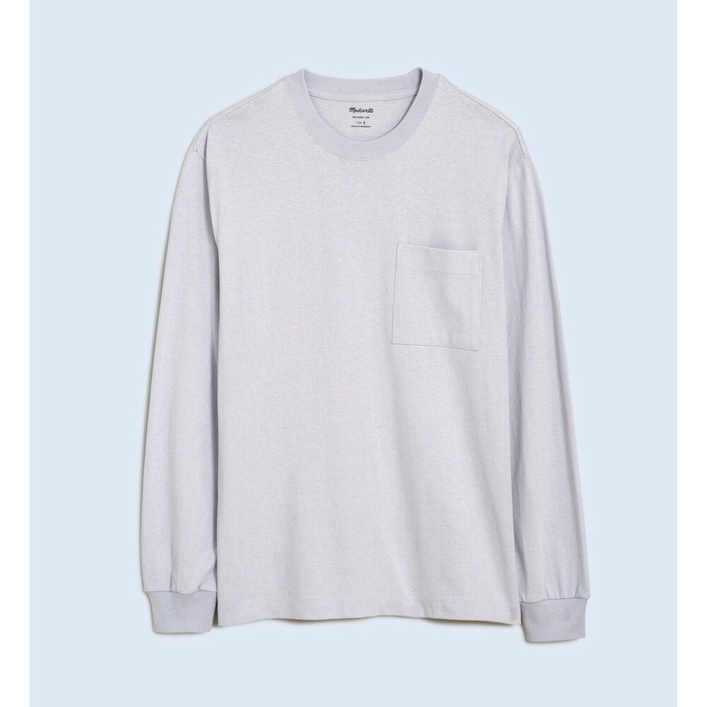 Madewell Relaxed Tee Mens Large Purple Pastel Long-Sleeve Pocket Organic New